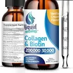 Liquid Collagen and Biotin, 2 Fl. Oz, Ultra-Strength Collagen Supplements for Women, Keto Friendly Biotin for Hair Growth Women, Hair, Nails, and Skin Vitamins B7 Collagen Peptides – Vanilla Flavor