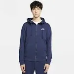 Nike Men's Sportswear Club Fleece Full-Zip Hoodie BV2645-410 - Midnight Navy/Midnight Navy/White - L