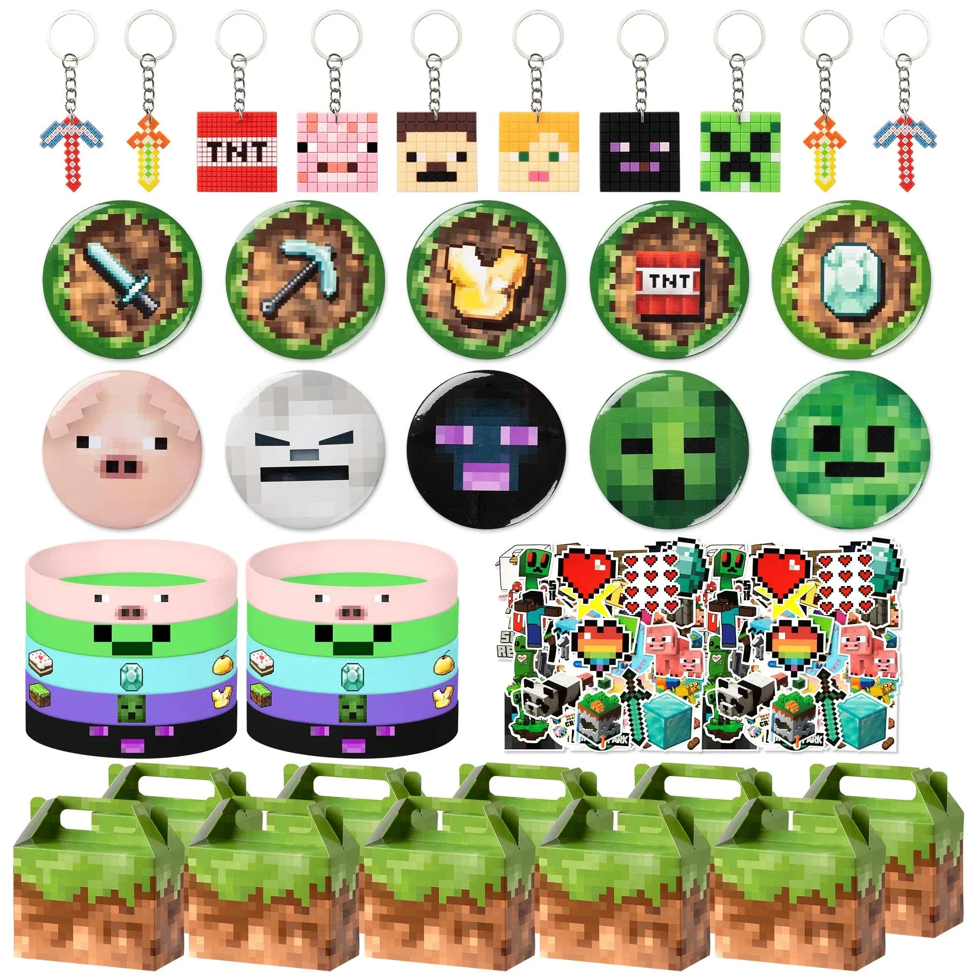 Niteluo Pixel Style Birthday Party Supplies,40pcs Miner ThemeParty Decorations ...