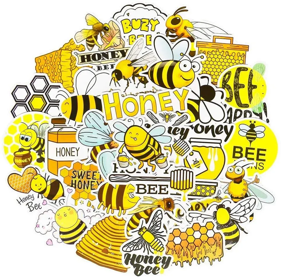 QTL Stickers for Kids Bee Stickers Laptop Stickers for Teens Girls Boys Honey Bee Stickers for Water Bottle Waterproof Stickers Cute Stickers 50Pcs