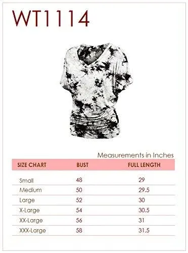 Lock and Love Women&#039;s Short Sleeve Crew Neck/V Neck Tie-Dye Ombre Dolman Top - M