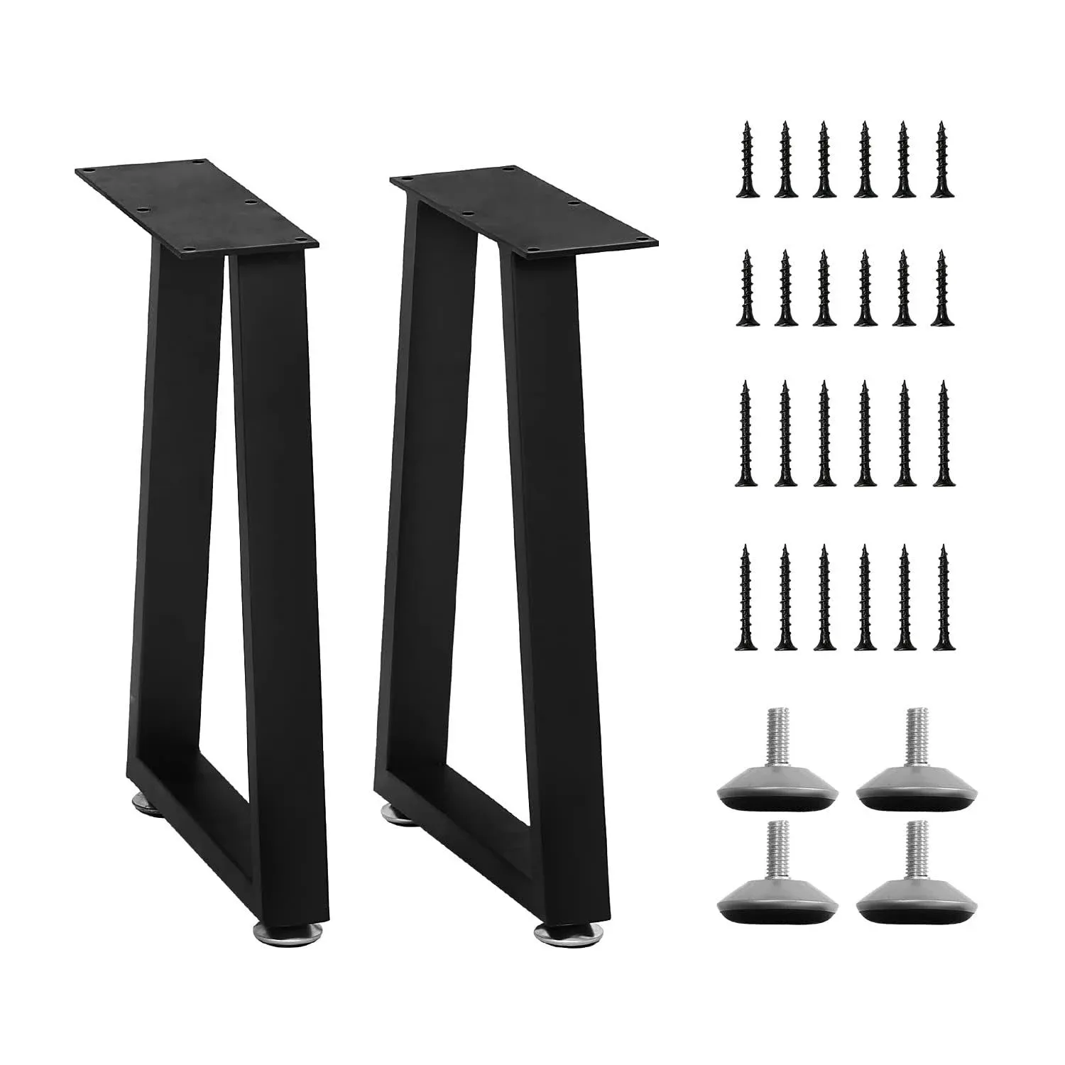 Metal Table Legs 16 Inch, Trapezoid Heavy Duty Adjustable Bench Legs, Coffee Tab