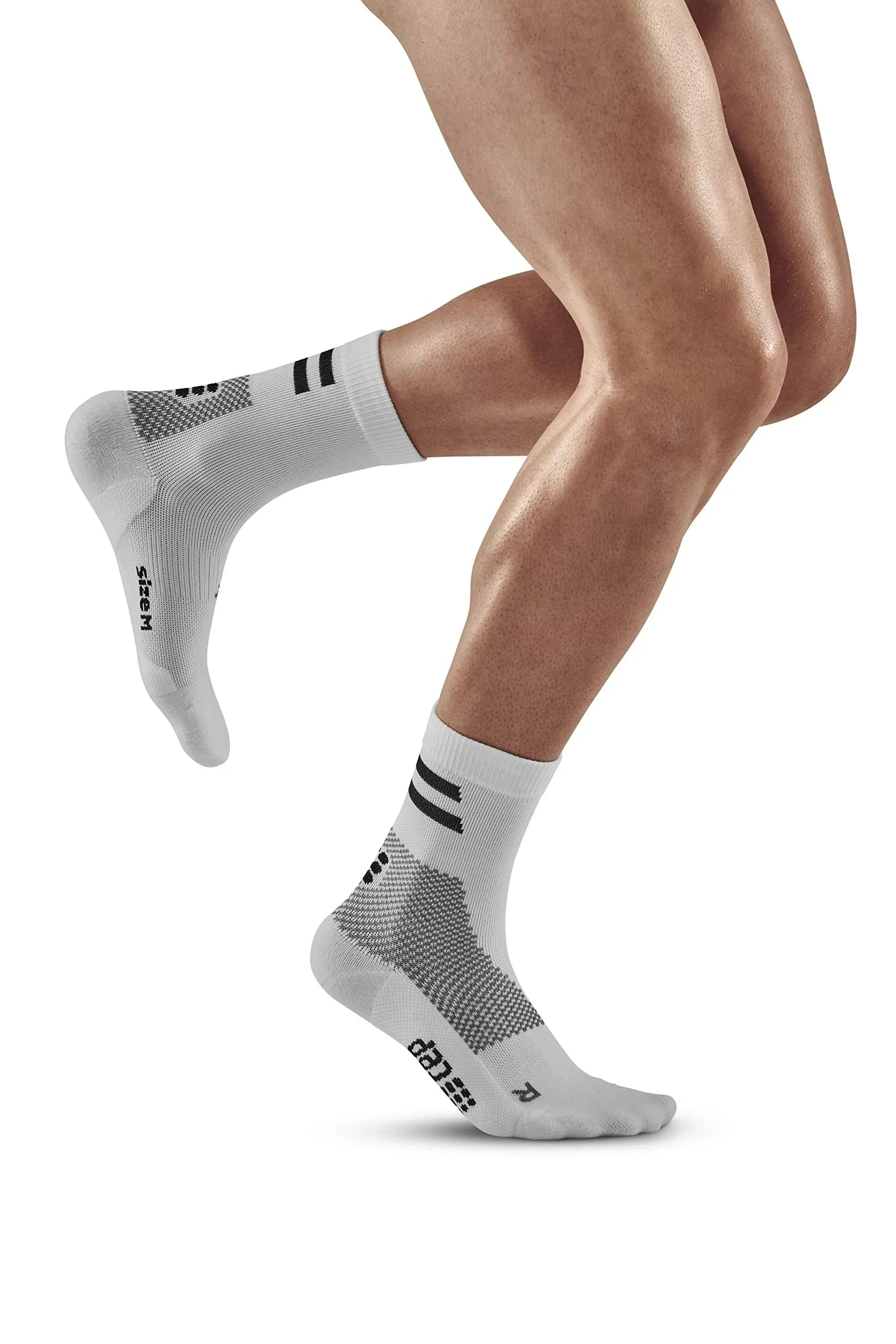 CEP Training Mid Cut Compression Socks, LG / White