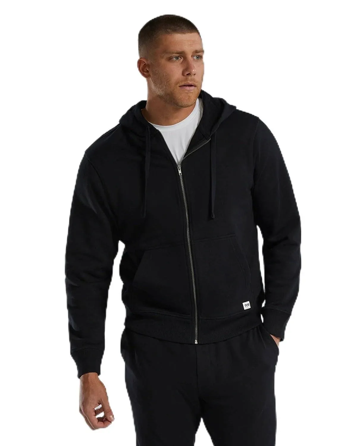 TYR Ultrasoft Men's Heavyweight Terry Full-Zip Hoodie - Solid in Black Size: L ...