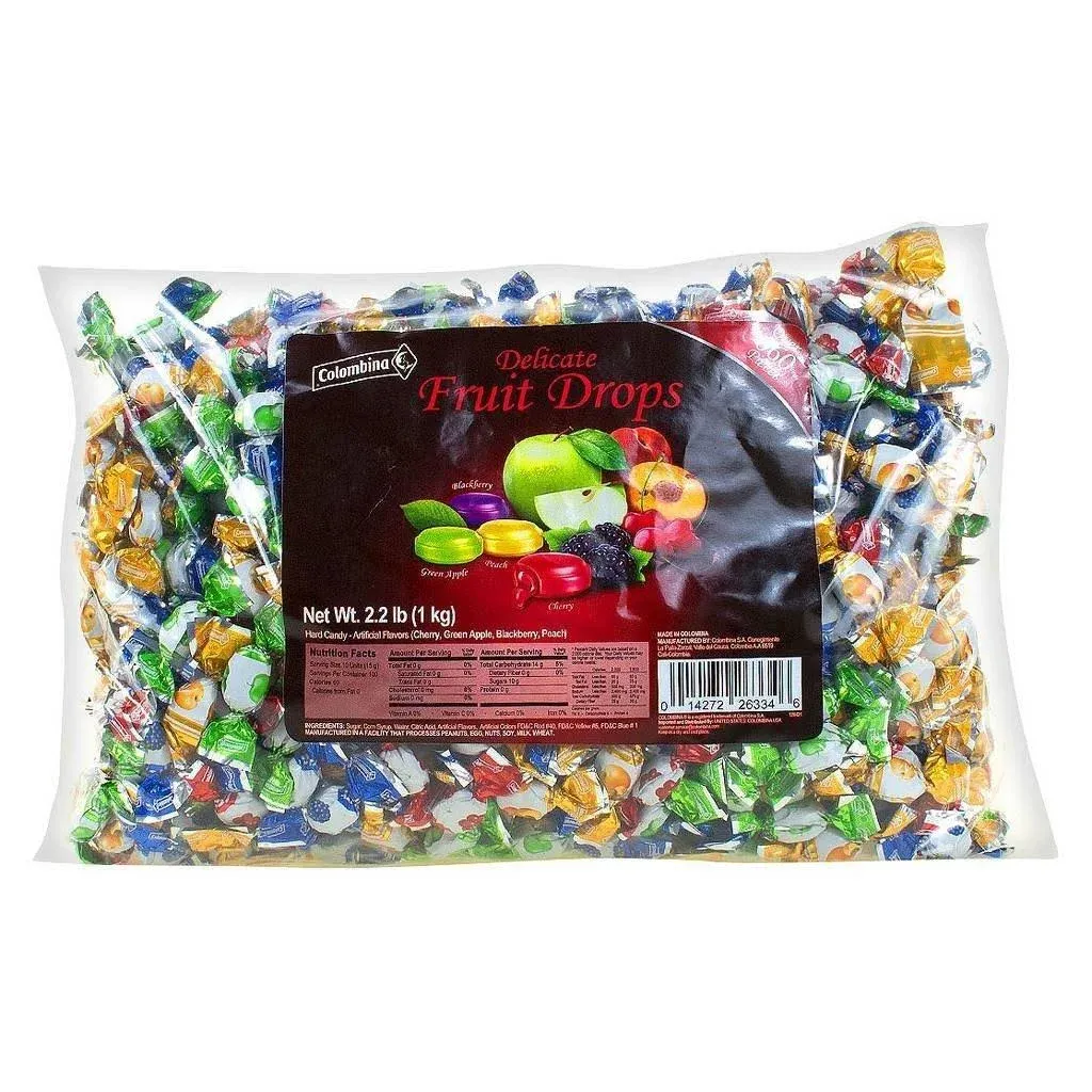 Colombina Hard Candy, Fruit Drops, Delicate - 2.2 lb