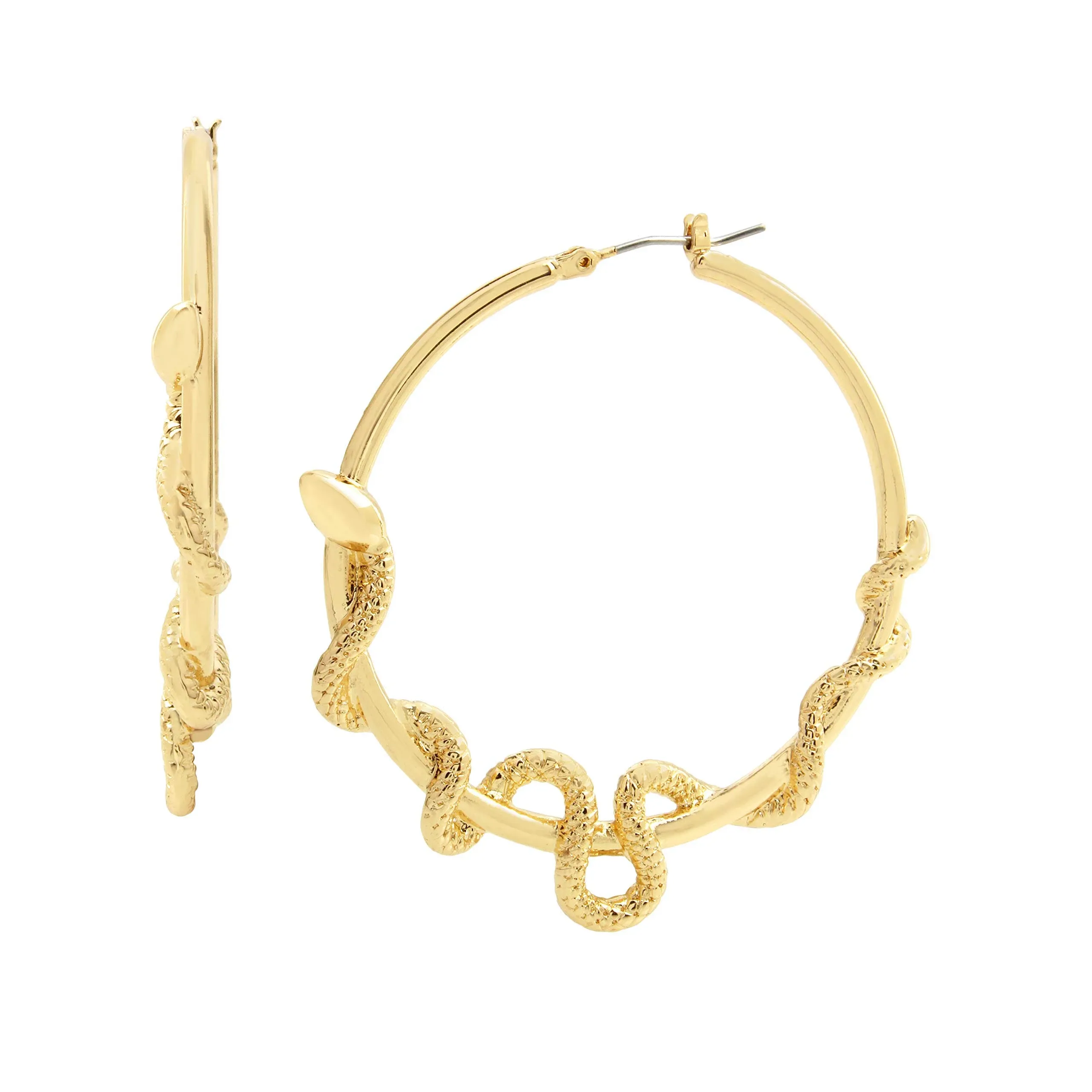 Betsey Johnson Snake Hoop Earrings - Gold-Tone