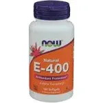 NOW Supplements, Vitamin E-400 IU, D-Alpha Tocopheryl, Antioxidant Protection, Softgels, 100 Count (Pack of 1)