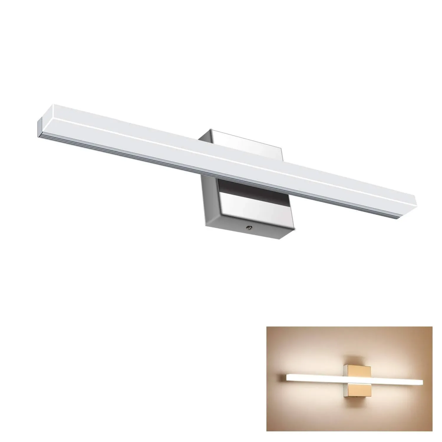 YHTlaeh LED Bathroom Vanity Light 4000K Natural White Acrylic Chrome 19.88&#034;