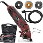 Multifunction Mini Circular Saw Machine Set, 400W High Powered Circular Saw Machine, Professional Compact Circular Saw with 3 Carbide Tipped Blade and Tool Box, for Cut Drywall,Tile, Metal