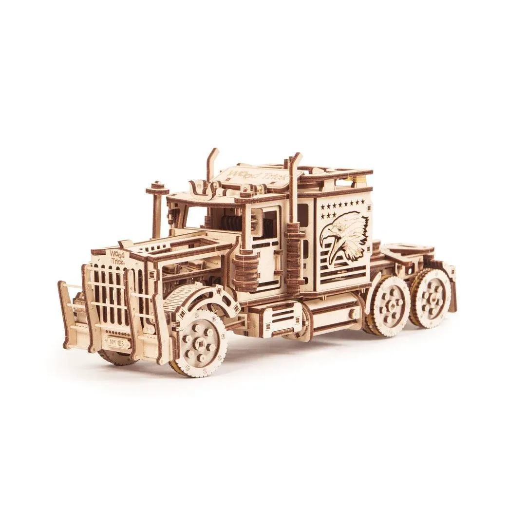 Wood Trick Big Rig Mechanical Toy Truck - 14x6 - 3D Wooden Puzzle