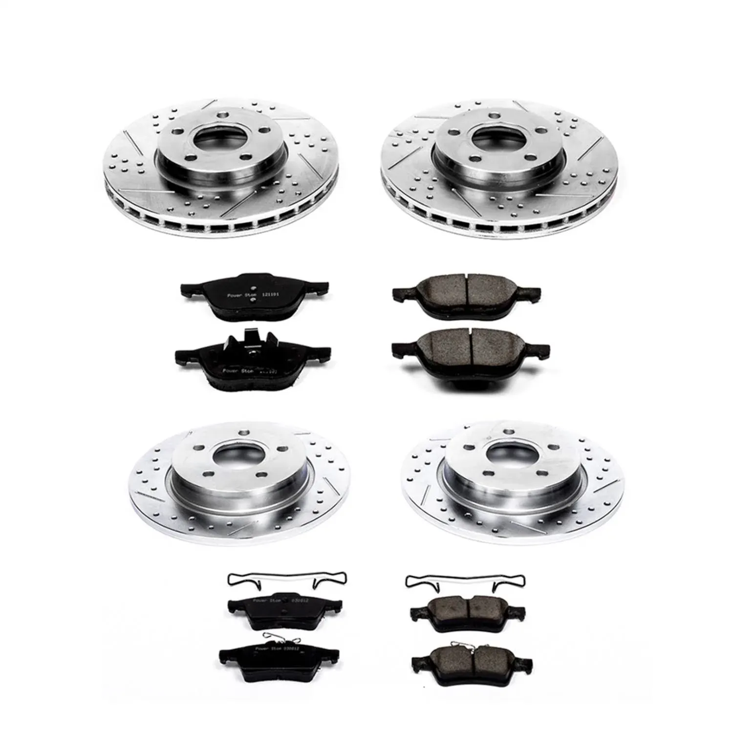 Power Stop K5976 Front Z23 Carbon Fiber Brake Pads with Drilled & Slotted Brake Rotors Kit