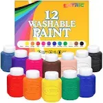 EXTRIC Washable Paint for Kids - 12 ct Finger Paint (2 oz Each) Tempera Paint, Non Toxic Kids Paint for Art, Craft - Kids Paint Set for