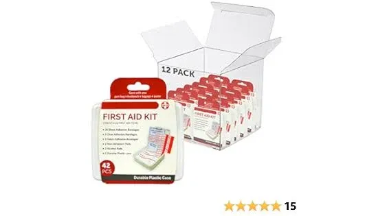 DecorRack 500 Piece First Aid Kit 12 Individual Boxes of 42 Items Each