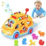 iPlay, iLearn Toddler Music Bus Toy, Baby Push Go Car for 18 Month, Musical Learning Animal School Bus, Kids Educational Learning Toy, Early Development Birthday Gifts for 2 3 4 Year Old Boys Girls