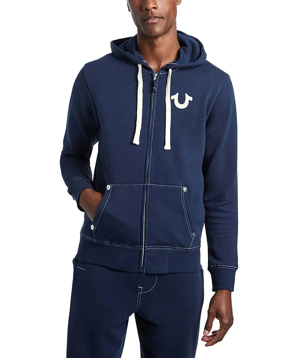 True Religion Men's Classic Logo Zip-Up Hoodie - True Navy