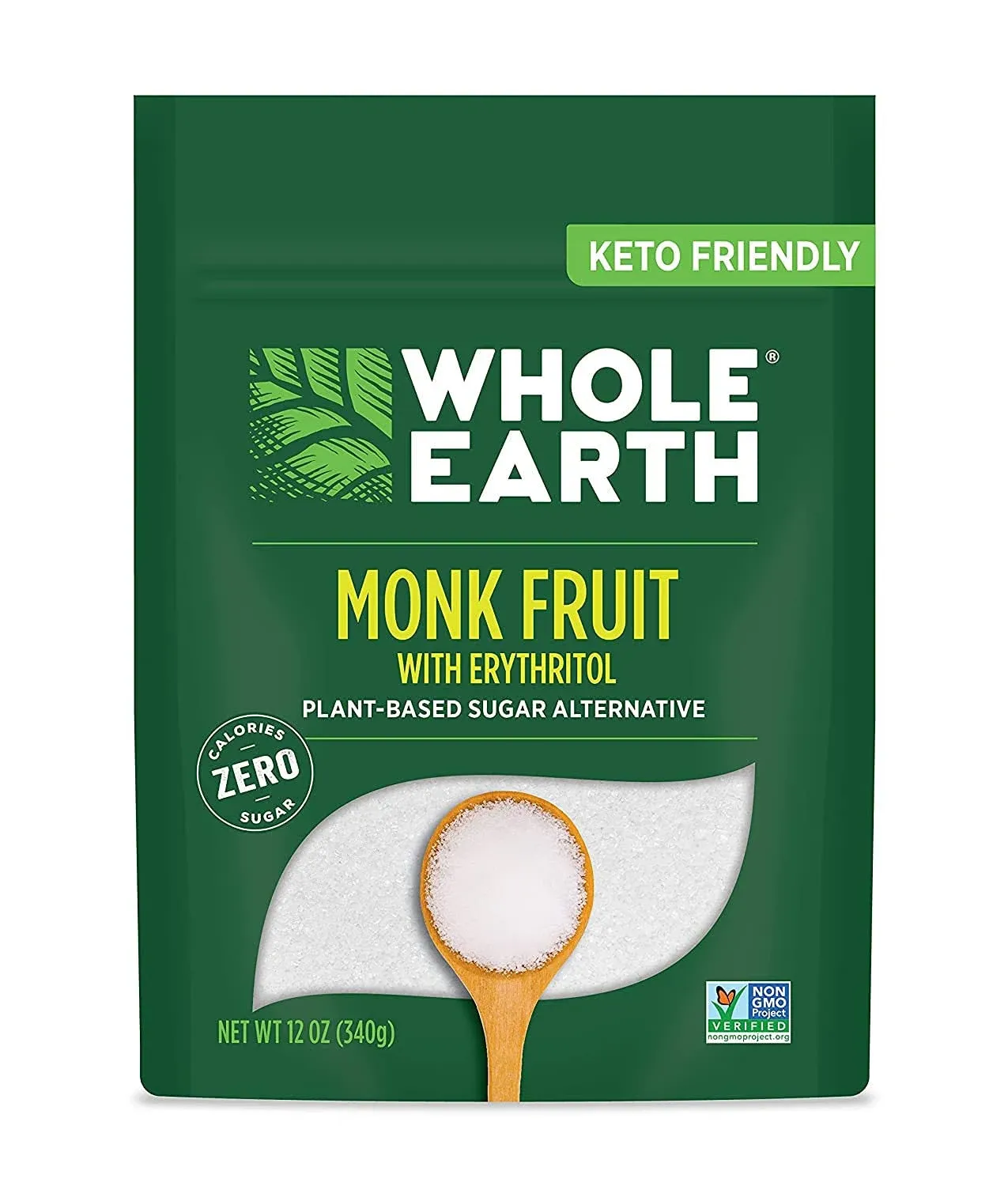 Whole Earth Sweetener Monk Fruit Sweetener with Erythritol, Plant-Based Sugar ...