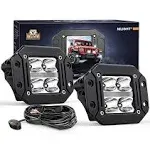 Nilight 2PCS Flush Mount LED Pod Lights with DRL, 4.8Inch Spot Beam 20W 2510LM Backup Reverse Light Offroad Driving Fog Light w/ 16AWG Wiring kit for Offroad 4x4 Truck SUV Jeep