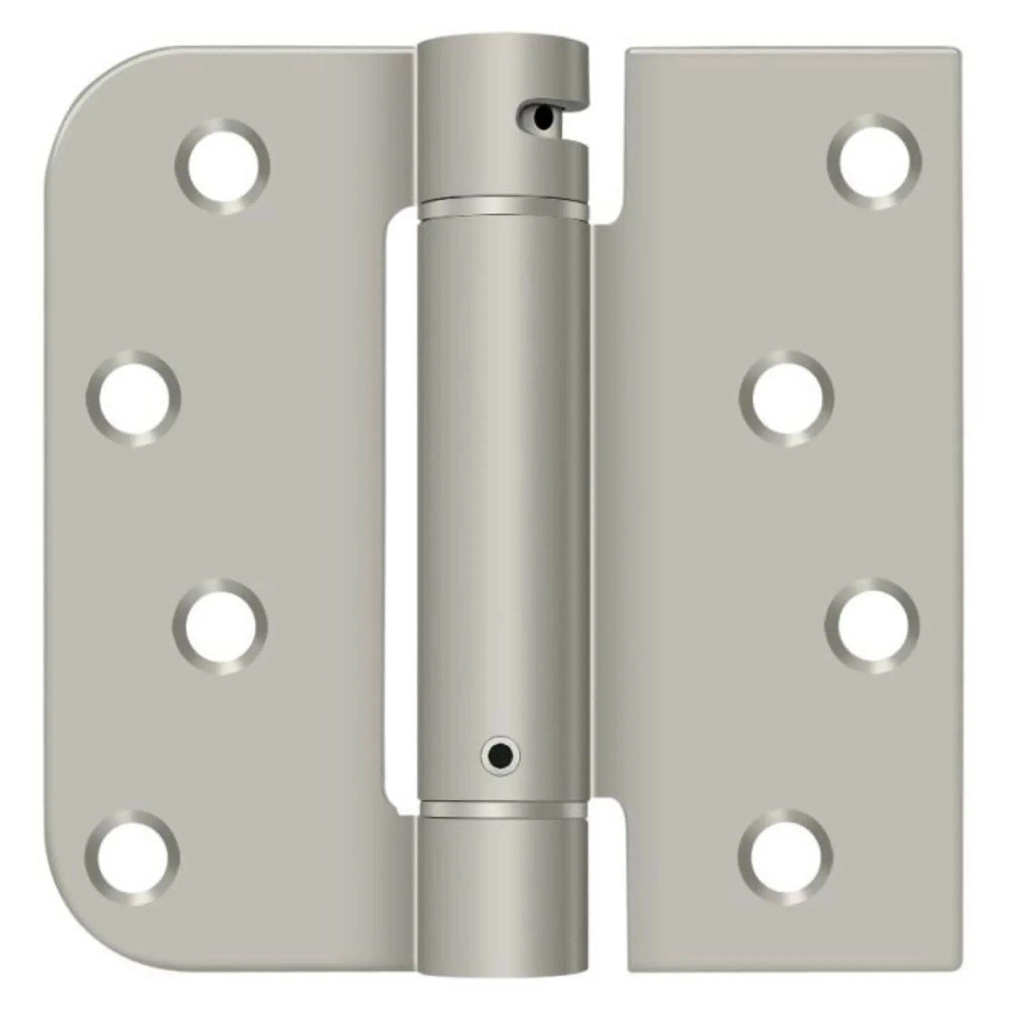 Left Hand 4" X 4" 5/8" Radius By Square Spring Hinge Satin Nickel