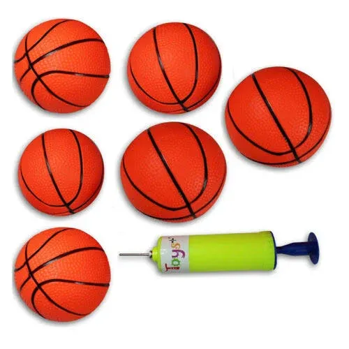 Rubber Mini Basketballs With Pump 7 Inch, Size 3 Pack Of 4 - Kids Basketball Assorted Color Indoor Basketball Or Outdoor Basketball, Pool Basketball For Small Basketball Hoops Game Arcade Basketball