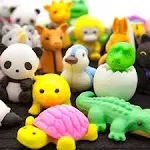 70Pcs Animal Erasers - Desk Pets, 3D Take Apart Pencil Erasers Classroom Rewards,Game Prizes,Treasure Box Party Favors for Kids