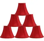 Urbanest Christmas Decoration Set of 6 Red Silk Bell Chandelier Lamp Shade, 3-inch by 6-inch by 5-inch, Clip-on