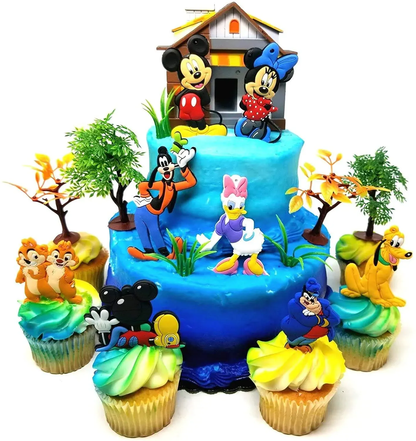 Mickey Mouse Clubhouse Cake Topper with Mickey and Friends and Decorative Themed Accessories (Unique Design)