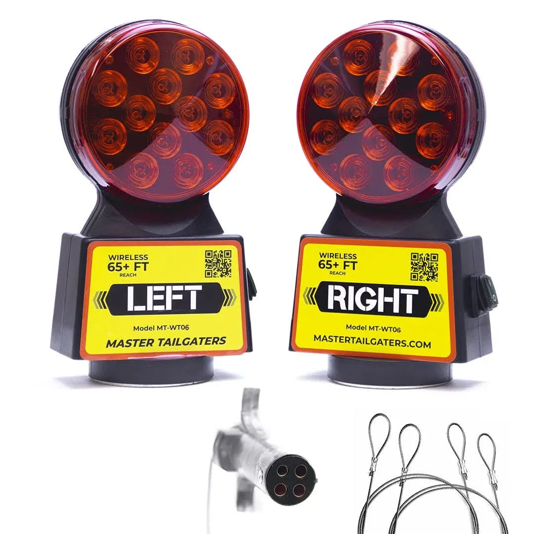 Master Tailgaters Wireless Trailer Tow Lights; 4-Pin Round Connection (Universal; Some Adaptation May Be Required)