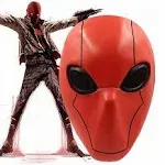 CAFELE Red Hood Mask Deluxe Latex Full Head Helmet with Mesh Eye Game Cosplay Halloween Costume Accessory