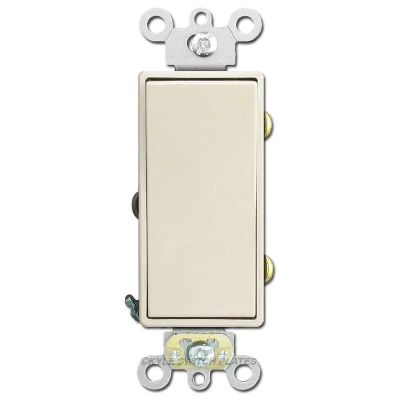 Leviton 20 Amp 120/277V Decora Plus Rocker 3-Way AC Quiet Switch Commercial Spec Grade Self Grounding Back And Side Wired Light Almond (5623-2T)