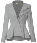 Hybrid & Company Women Double Notch Lapel Office Blazer JK43864-1073T-BLACK-1X