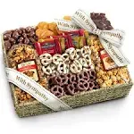 A Gift Inside Birthday Chocolate Caramel and Crunch Grand Gift Basket with Snacks, Pretzels, Ghirardelli and Chocolate-covered Nuts