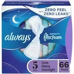 Always Infinity Feminine Pads for Women, Size 5 Extra Heavy Overnight, with wing