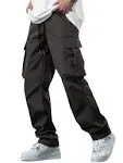 Comdecevis Men's Casual Cargo Pants Workout Joggers Stretch Sweatpants Hiking Drawstring Tactical Pants with Multi Pockets