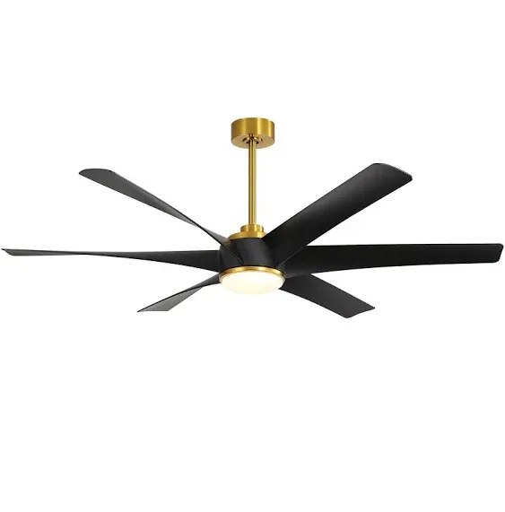 Breezary 65-in Gold with Acrylonitrile Butadiene Styrene Blades Color-changing Indoor/Outdoor Ceiling Fan with Light and Remote (6-Blade)