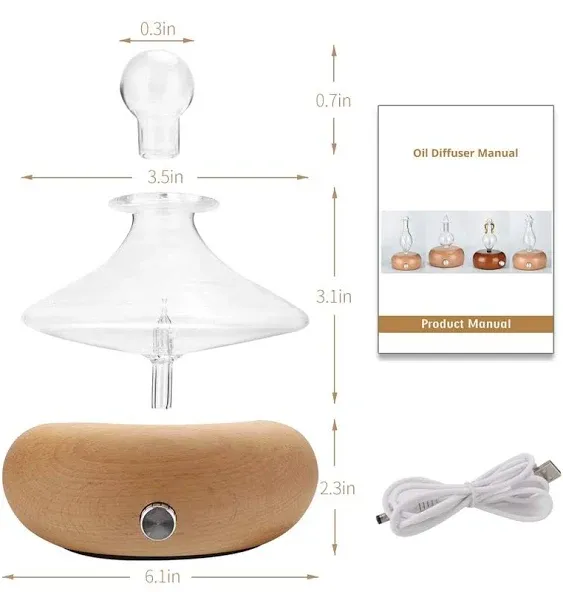 Professional Aromatherapy Diffuser, Wood Diffuser, Diffusers for Essential Oils, Wood and Glass with Premium Home Use Oils, Ultrasonic Diffusers - No Heat, No Water, (7Color LED Light