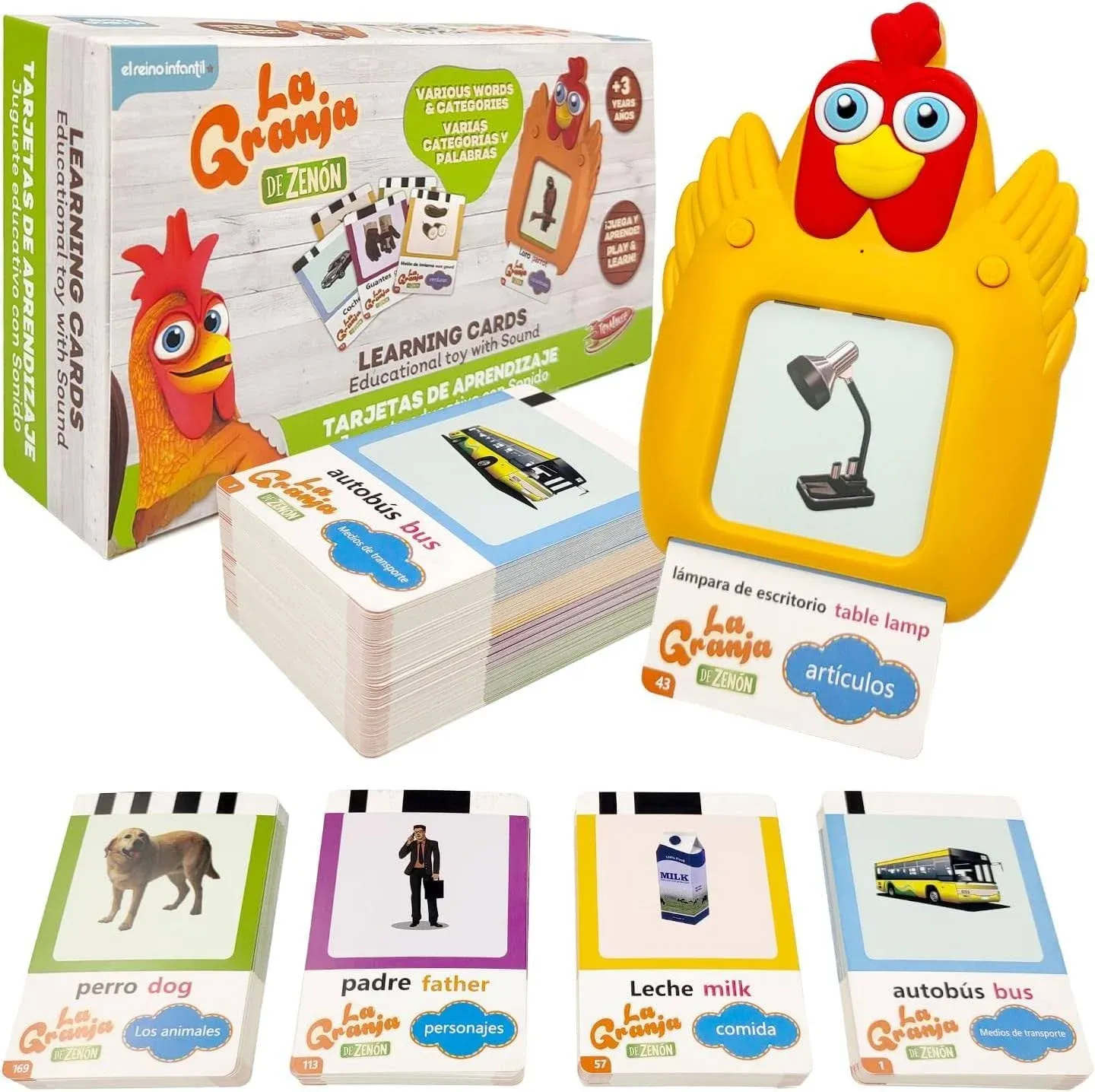 La Granja De Zenon Bartolito Talking English & Spanish Flash Cards Speech Toys  | eBay