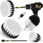 HX666 4pcs/set Drill Power Scrub Clean Brush Kit Electric Cleaning Brushes Set for Car Grout Tiles Bathroom - White