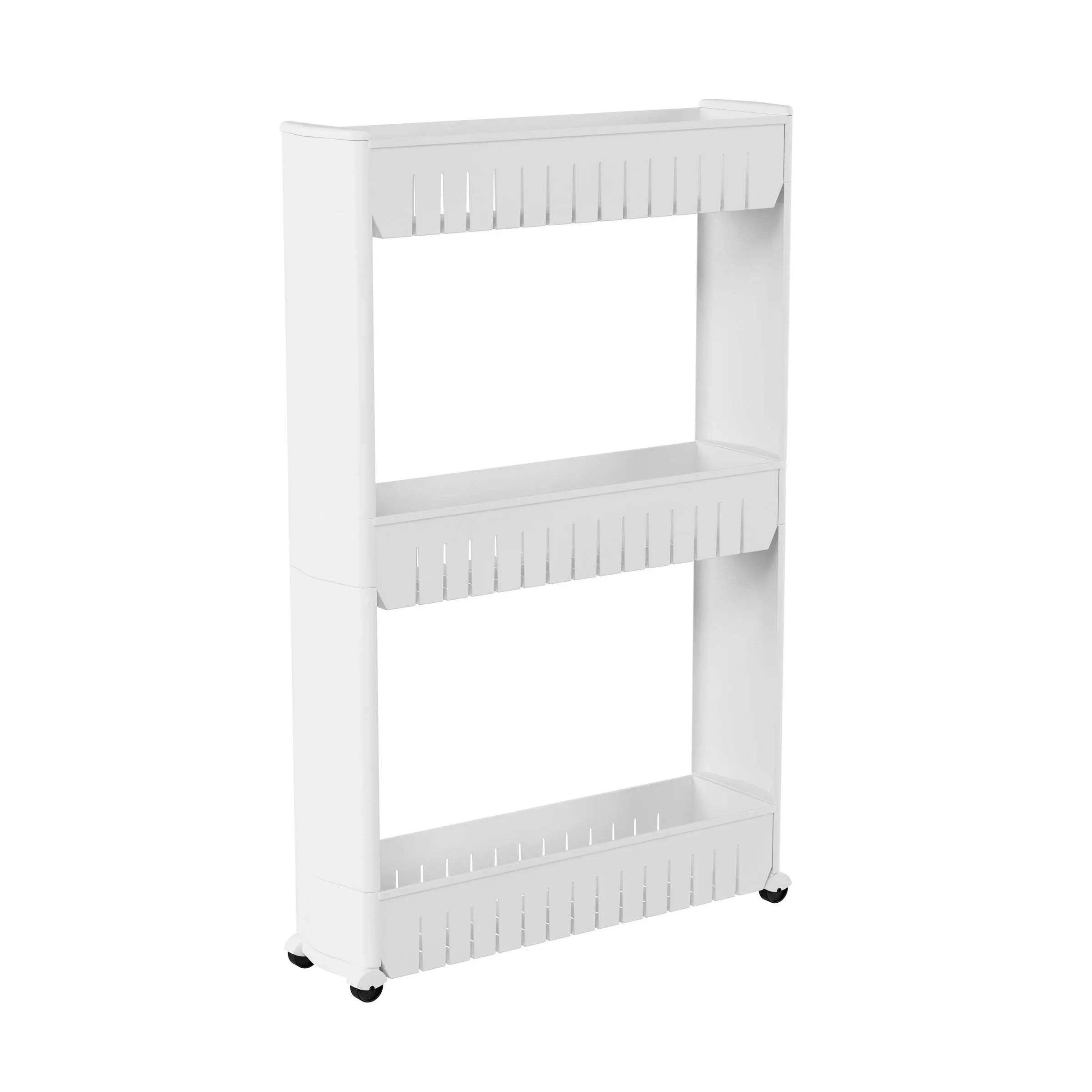 3-Tier Rolling Cart for Kitchens and Laundry Rooms (White)