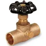 Midline Valve Stop Valve with Drain Lead Free, Sweat Connections, Brass