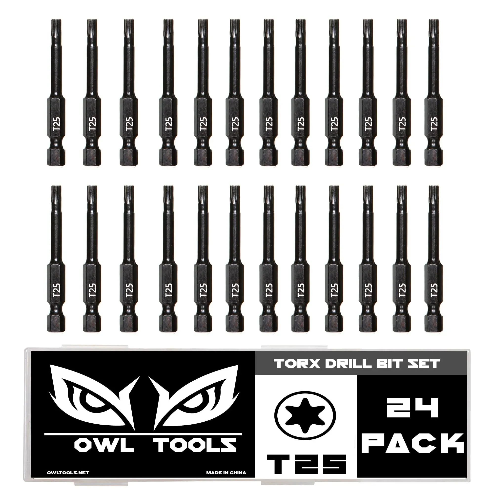 T25 Torx Bits 24 Pack 2 Inch Impact Grade 8 Point Torx Star Bit With Hex Shank