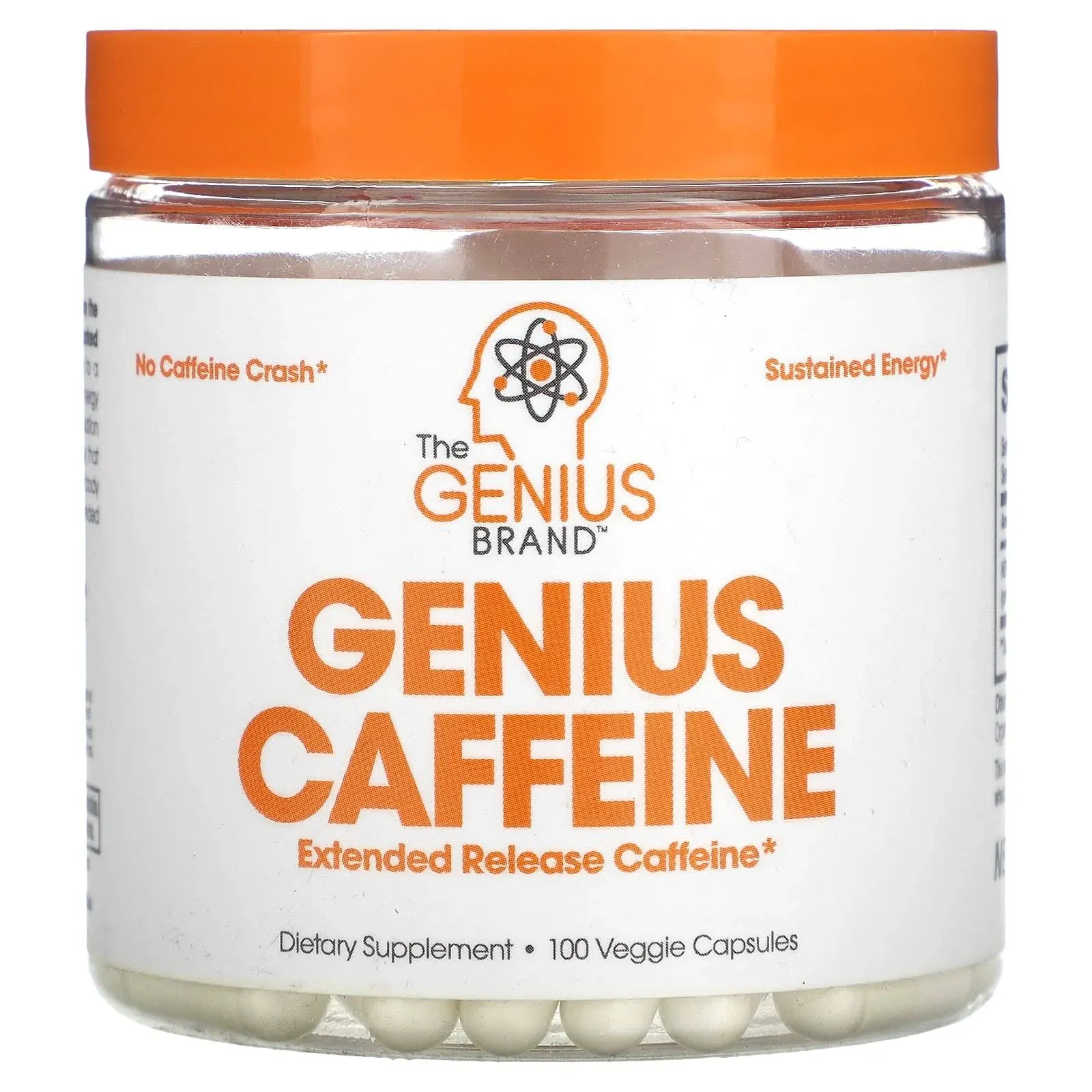 Genius Caffeine Extended Release Microencapsulated Caffeine Pills, All Natural