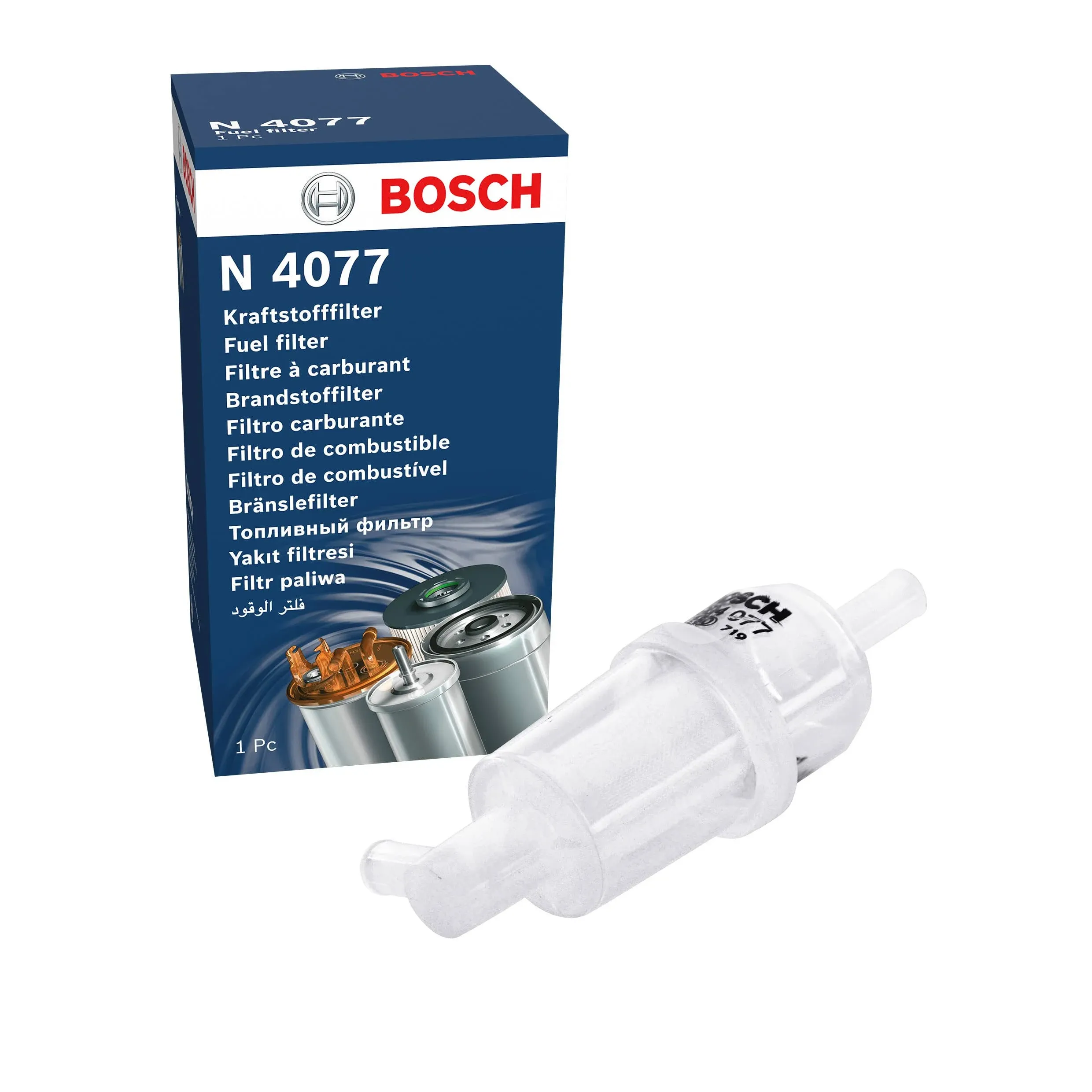 Bosch 0014776601 Fuel Filter; Inline Filter; 90 Degree White SKU: 1193756-74002 - Mercedes | 0450904077 30704077 N4077 W01331641402