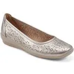 Alessia Flat In Gold - Faux Leather