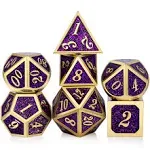 Metal Dice Set Dnd, 7 Die Metal Polyhedral Dice Set with Metal Box Black Color and Gold Number for Role Playing Game Dungeons and Dragons D&D