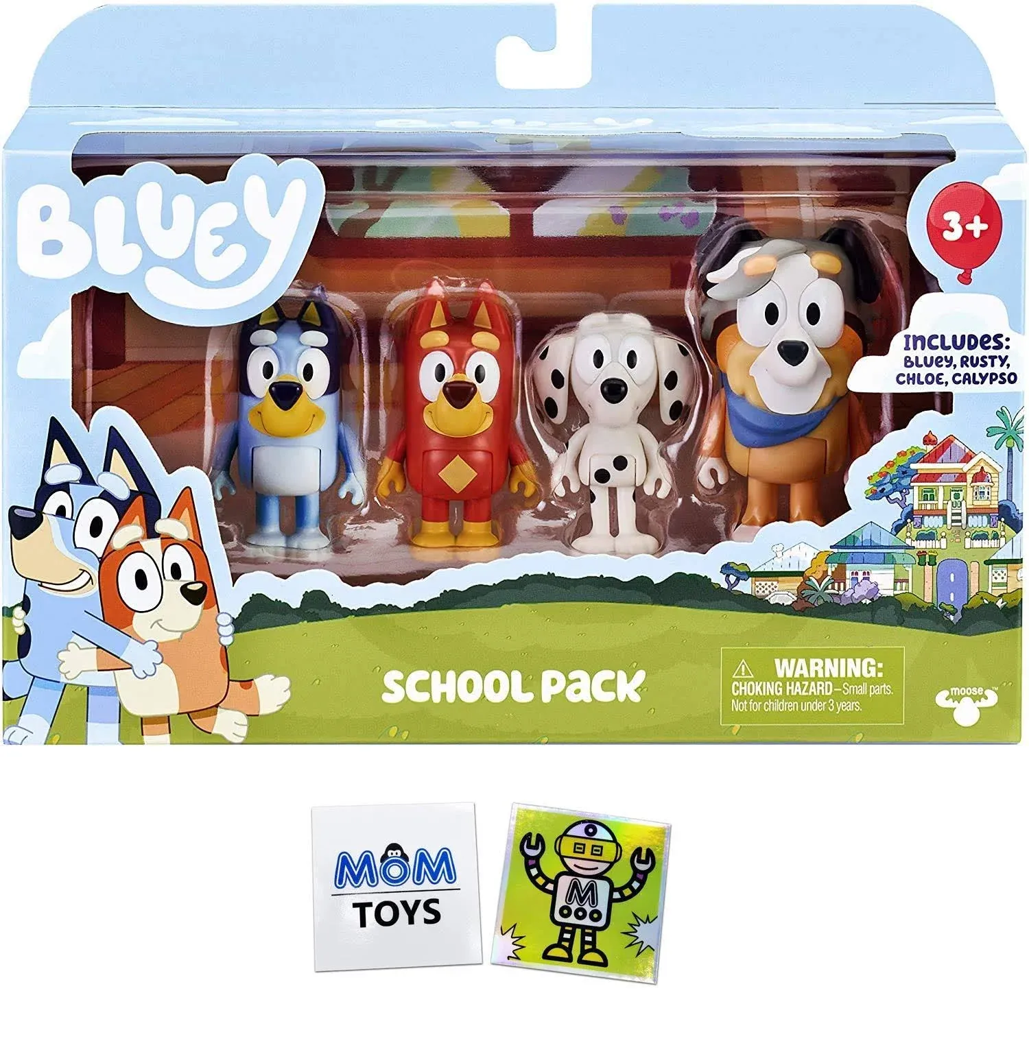 MOTIONRUSH Bluey School Friends 4 Pack with 2 My Outlet Mall Stickers