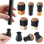 Extra Small Silicone Chair Leg Floor Protectors w/Felt, Black Chair Leg Caps Fit 0.5'' - 0.9'' Silicon Furniture Leg Feet Cover Protect Wooden Floor