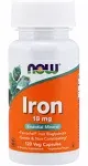 NOW Supplements, Iron 18 mg, Non-Constipati<wbr/>ng*, Essential Mineral, 120 Veg