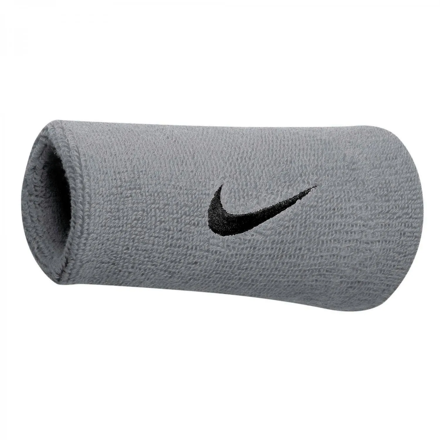 Nike Swoosh Doublewide Wristbands (Silver/Black)