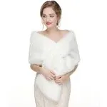 Decahome Wedding Faux Fur Wraps and Shawls Wedding Bridal Stole for Brides and Bridesmaids White Fox Fur 44