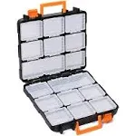 EMENTOL Tool Organizer Box with 16 Compartments, Black, Transparent, Orange 